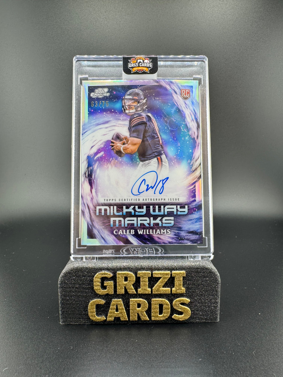 Caleb Williams - Balón de fútbol Topps Cosmic Chrome - Marcas de la Vía Láctea Auto - /75