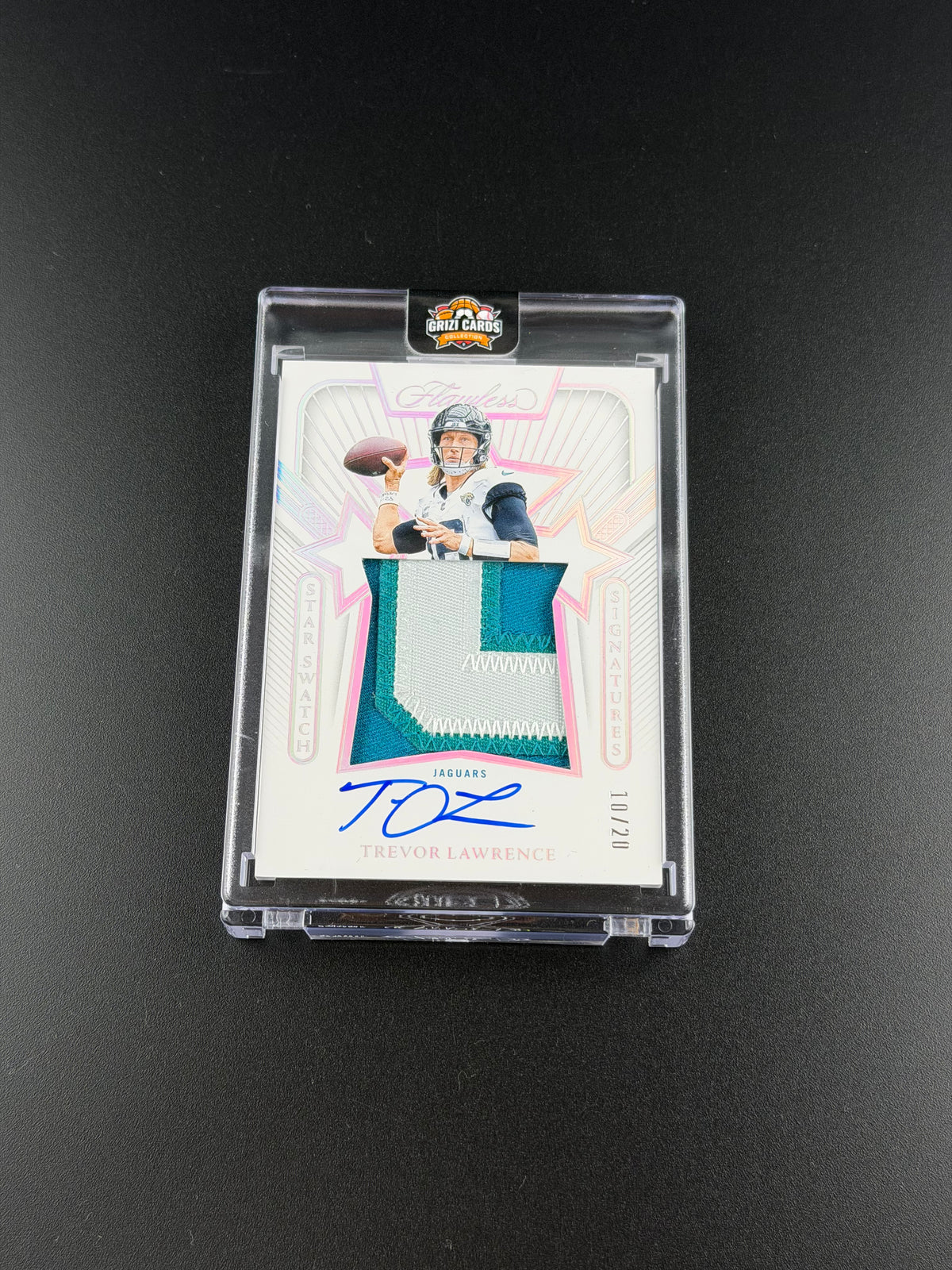 Trevor Lawrence – 2024 Panini Flawless Football – Star Swatch Signatures Patch Auto – 10/20
