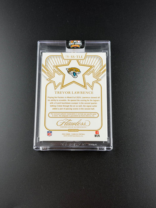 Trevor Lawrence – 2024 Panini Flawless Football – Star Swatch Signatures Patch Auto – 10/20