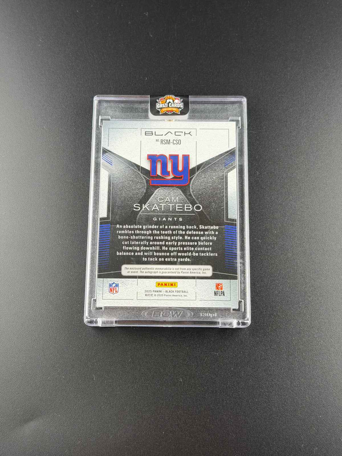 Cam Skattebo – Panini Black Football 2024 – Rookie Patch Autograph – /50