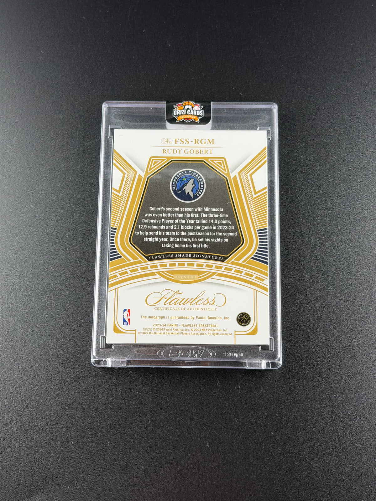 Rudy Gobert – Panini Flawless Basketball 2023-24 – Flawless Shade Signatures – Auto /8
