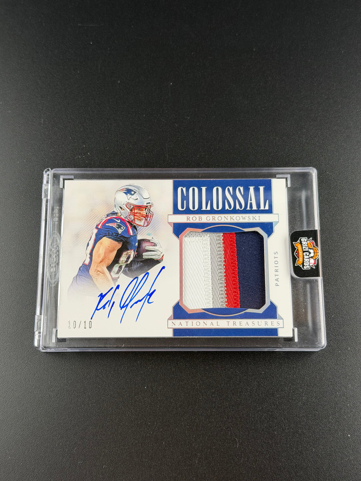 Rob Gronkowski – 2019 National Treasures – Colossal Signatures Patch Auto – /10